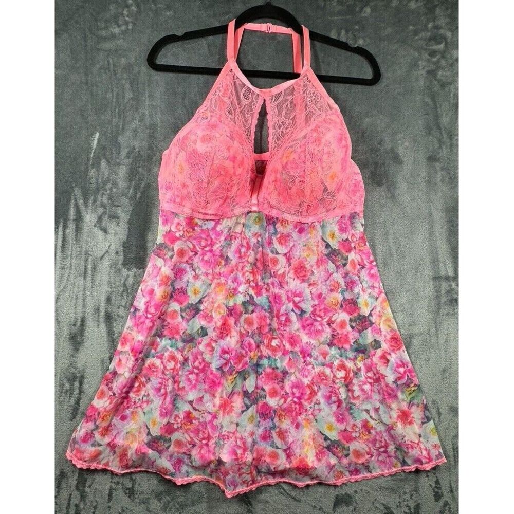 Secret Treasures Sleepwear High Neck Holter Chemise Women 2xl/40DD pink floral‎